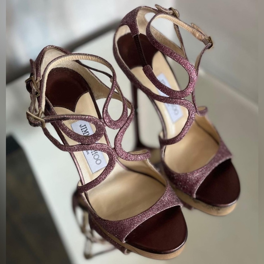 Jimmy Choo Glitter Lang Heel Sandals Size 36